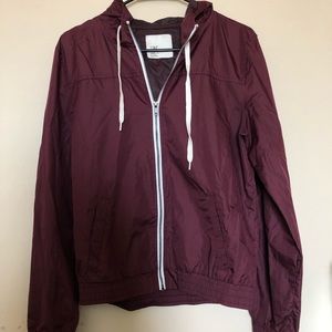 Burgundy Zip up Windbreaker Jacket